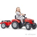 FALK Traktor Massey Ferguson Czerwony na Pedały z Przyczepką od 3 Lat