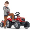 FALK Traktor Massey Ferguson Czerwony na Pedały z Przyczepką od 3 Lat