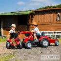 FALK Traktor Massey Ferguson Czerwony na Pedały z Przyczepką od 3 Lat