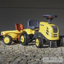 FALK Traktorek Baby Komatsu Żółty z Przyczepką + akc. od 1 roku