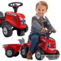 FALK Traktorek Baby Massey Ferguson Czerwony z Przyczepką + akc. Od 1 roku