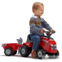 FALK Traktorek Baby Massey Ferguson Czerwony z Przyczepką + akc. Od 1 roku