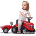 FALK Traktorek Baby Massey Ferguson Czerwony z Przyczepką + akc. Od 1 roku