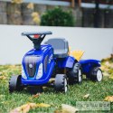 FALK Traktorek Baby New Holland Niebieski z Przyczepką + akc. od 1 roku