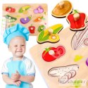 TOOKY TOY Puzzle Drewniana Układanka Montessori Z Pinezkami Warzywa