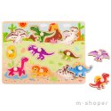 TOOKY TOY Drewniane Puzzle Montessori Układanka Dinozaury Kształty