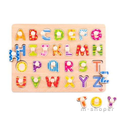 TOOKY TOY Puzzle Układanka Montessori z Pinezkami Alfabet