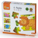 Drewniane Puzzle Safari Zwierzęta Viga Toys Układanka 4 Obrazki