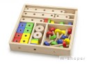 Drewniany zestaw konstrukcyjny Viga Toys 53 elementy w skrzynce Montessori