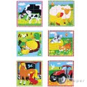 Układanka Drewniana Puzzle Viga Toys 6 Klocków 6 Obrazków Farma