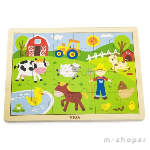 VIGA Drewniane Puzzle Farma 24 Elementy