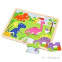 VIGA Drewniane Puzzle Dinozaury 16 elementów