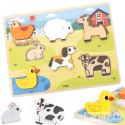 VIGA Drewniane Puzzle Układanka Montessori 2w1 Figurki Farma