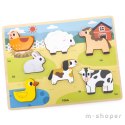 VIGA Drewniane Puzzle Układanka Montessori 2w1 Figurki Farma