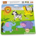 VIGA Poręczne Drewniane Puzzle Dzikie Zwierzęta Safari ZOO 9 elementów