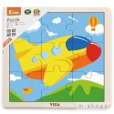 VIGA Poręczne Drewniane Puzzle Samolot 9 elementów