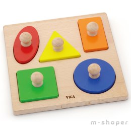 Viga Drewniane Puzzle z Pinezkami Kształty Montessori