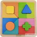 Drewniane Puzzle Geometryczne 12 Elementów Masterkidz Montessori