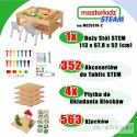 MASTERKIDZ Drewniany Stół Edukacyjny + AKCESORIA STEM WALL + 563 Klocków