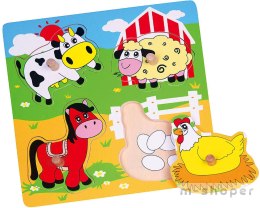 Drewniane Puzzle Farma Układanka Niespodzianka Viga Toys