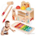 TOOKY TOY Drewniana Przebijanka Wbijanka 2w1 Instrument Muzyczny Zwierzątka z Cymbałkami Wiewiórka