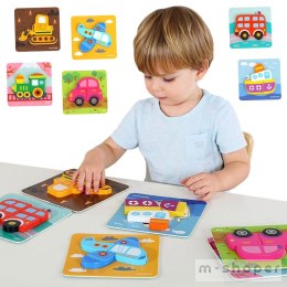 TOOKY TOY Drewniane Klocki Montessori Układanka Puzzle Zestaw 33 El. + 6 Planszy