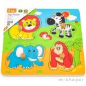 VIGA Drewniane Puzzle ZOO Układanka Niespodzianka