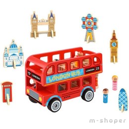 TOOKY TOY Drewniana Zabawka Autobus London Bus z Pasażerami