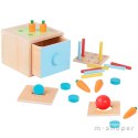 Tooky Toy Drewniana Kostka Edukacyjna Szuflada Pudełko Montessori Sorter Nauka Kolorów 4w1