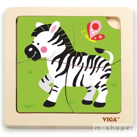 VIGA Poręczne Drewniane Puzzle Zebra