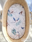 Prześcieradło bawełniane do kosza Mojżesza Boho wózka gondoli 75x35 cm - Blue birds