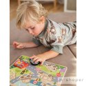 Tooky Toy Drewniane Puzzle Montessori Pojazdy Samochody Samolot Statek Miasto Dopasuj Kształty