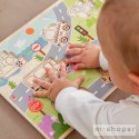 Tooky Toy Drewniane Puzzle Montessori Pojazdy Samochody Samolot Statek Miasto Dopasuj Kształty