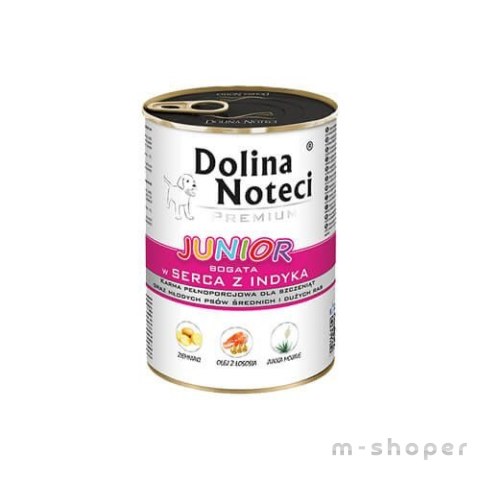 Dolina Noteci Premium Junior bogata w serca z indyka 400 g