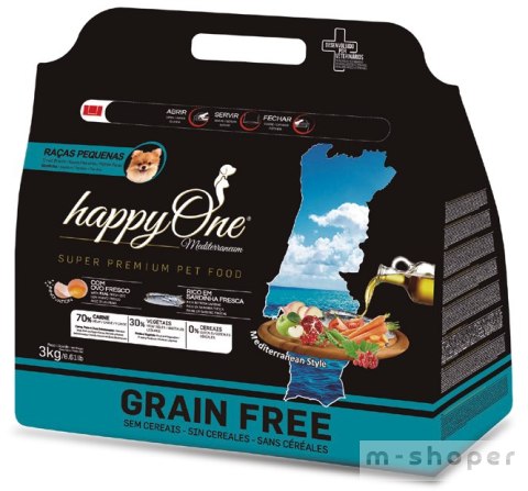 HappyOne Grain-Free Mediterraneum Small Breeds sardynka 3kg