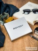 Poziomy portfel męski dwukolorowy ze skóry naturalnej HQ - Rovicky