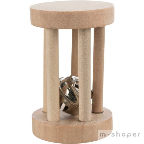 Rolka do zabawy, dla kota, z drewna, 3,4x6cm, z dzwonkiem
