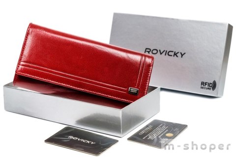 Skórzany portfel damski na karty z ochroną RFID Protect — Rovicky