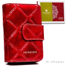 Skórzany portfel damski na suwak i zatrzask - Peterson