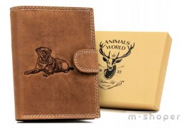 Duży, skórzany portfel męski w orientacji pionowej zapinany na zatrzask - Always Wild
