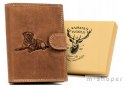 Duży, skórzany portfel męski w orientacji pionowej zapinany na zatrzask - Always Wild