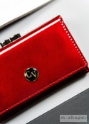 Czerwony lakierowany portfel na karty - Cavaldi