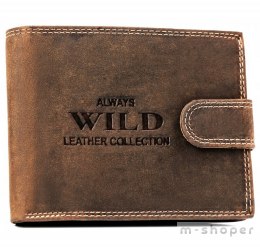 Duży portfel męski ze skóry naturalnej zapinany na zatrzask - Always Wild