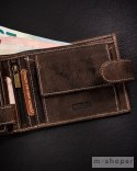 Skórzany portfel męski w orientacji poziomej na zatrzask - Buffalo Wild