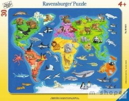 Puzzle 30 Mapa Świata zwierząt