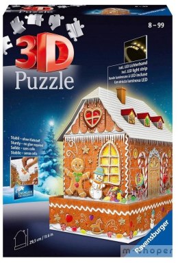 Puzzle 3D 216 Budynki nocą: Piernikowa Chatka