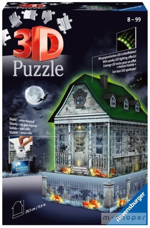 Puzzle 3D 216 Nawiedzony dom świecący w ciemności