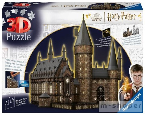 Puzzle 3D 540 Budynki nocą: Zamek Hogwarts