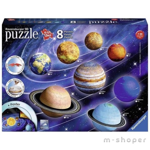 Puzzle 3D Układ Planet 522 elementy