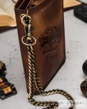 Duży, skórzany portfel męski z łańcuszkiem